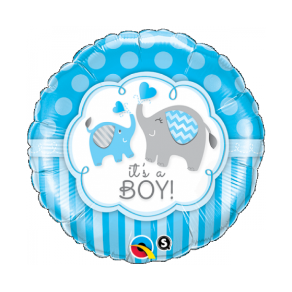 Baby Boy balloon with mini elephants 46cm