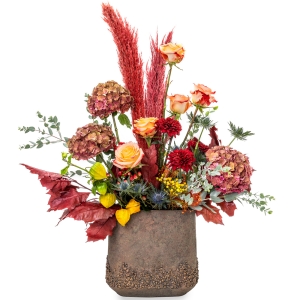 Premium Automn floral arrangement with hydrangeas and pampas