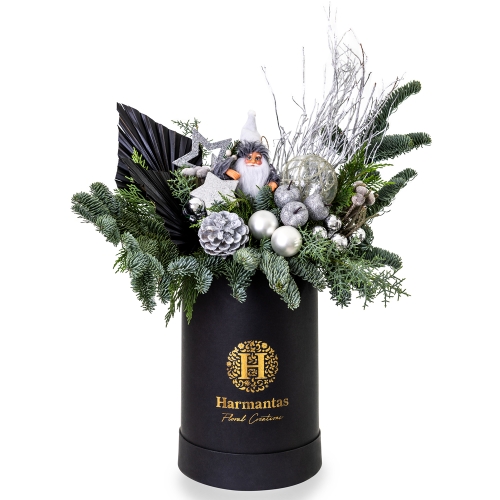 Festive black box with silver-black arrangement