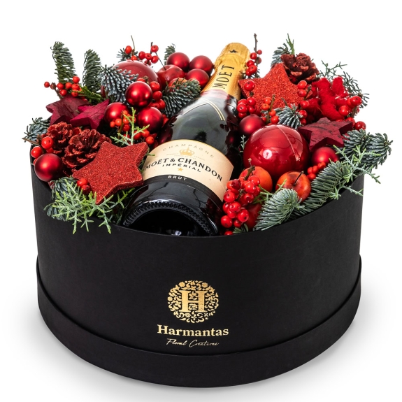 Christmas box with champaign