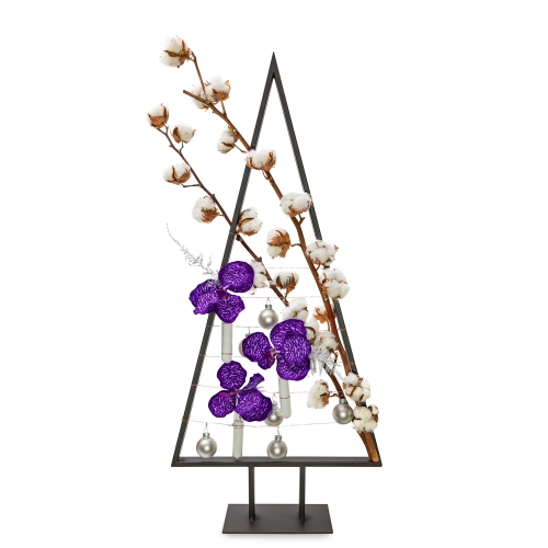 Minimal 2D Christmas tree in purple colors