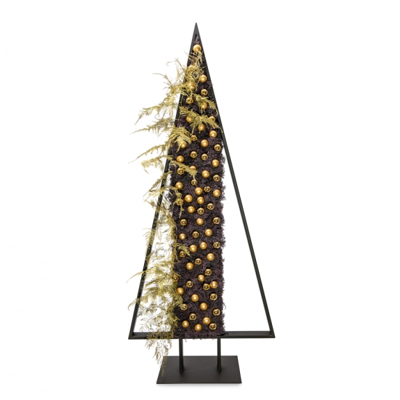 Minimal 2D Christmas tree with gold balls