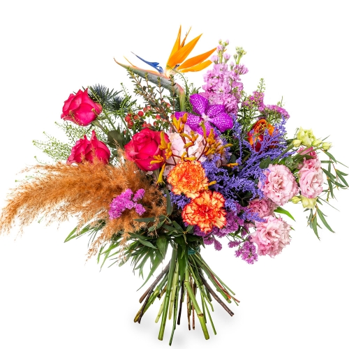 Bouquet of colorful flowers in layers