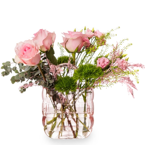 Venetta Glass Bag with pink roses