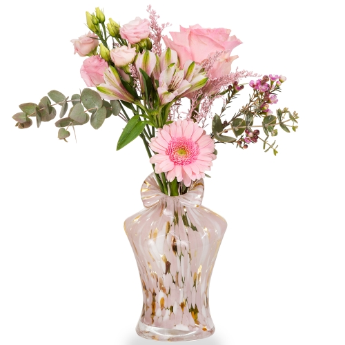 Pink girl' s body shape vase with pink flowers